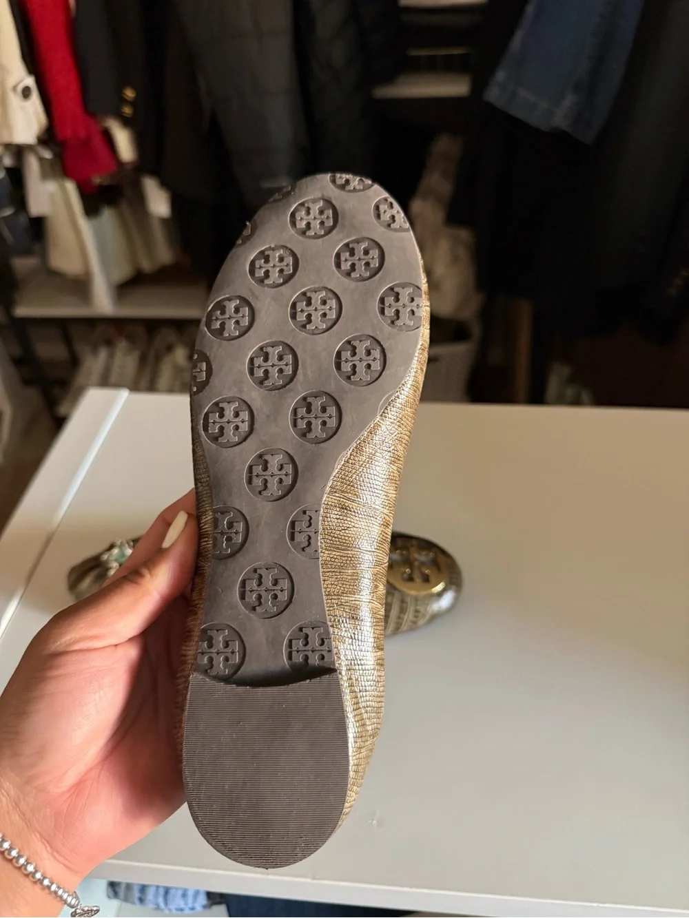 Tory Burch Reva Ballet Flats in Brown Snake Print Women’s Size 7.5